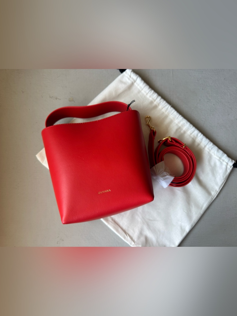 NWT CUYANA Mini Linea Bucket Bag in Chili Smooth Leather